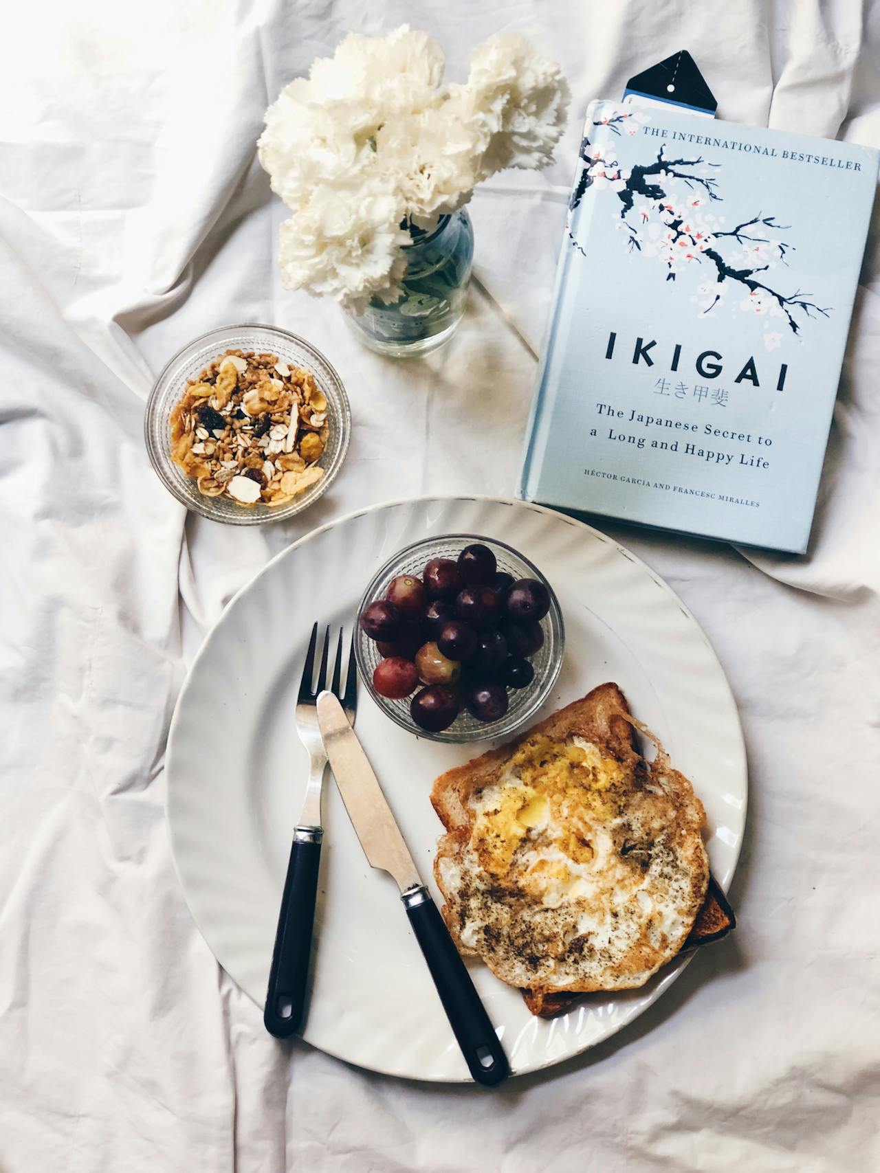 Ikigai Book on laid down Dinner Table