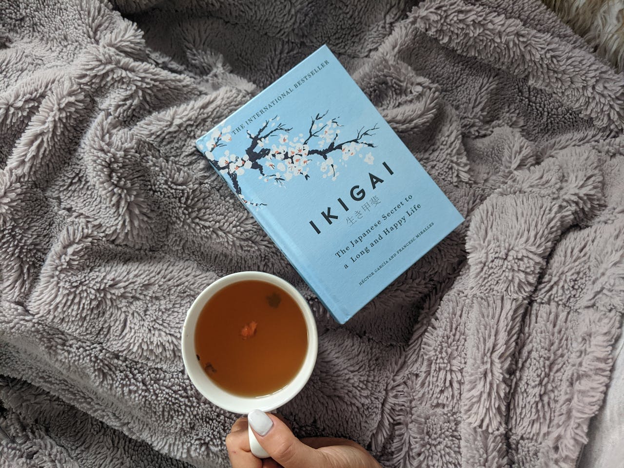 Ikigai Book Image and Green Tea